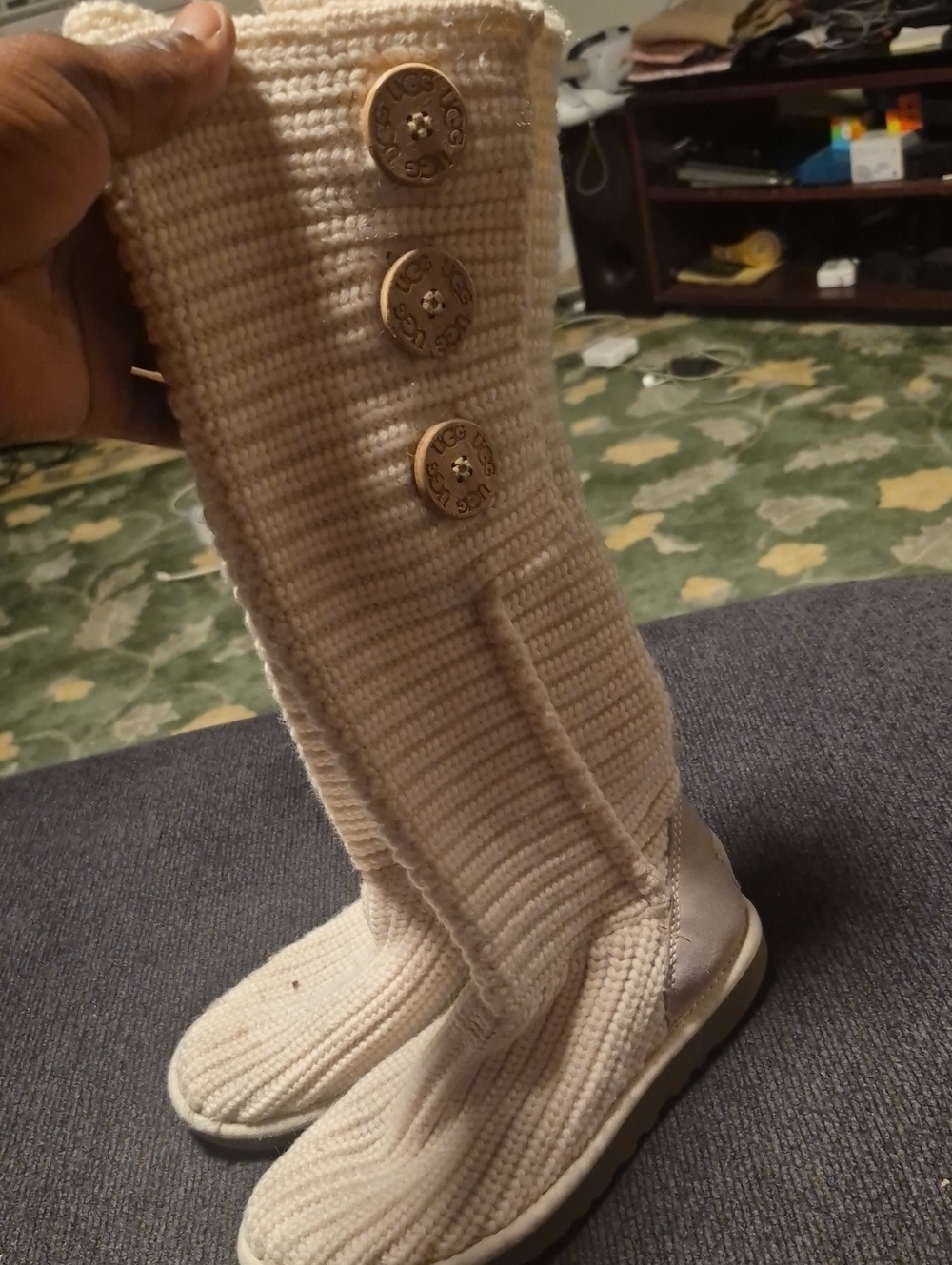 UGG Cream Knit Button Tall Women's Boots